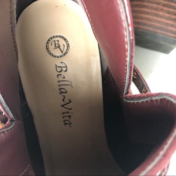 Bella-Vita Burgundy gold studded booties 8 - Picture 8 of 10